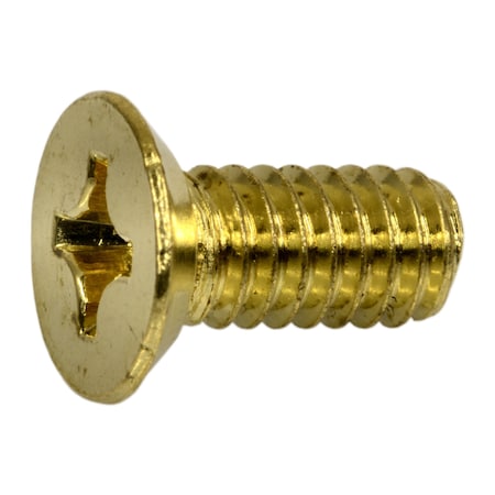 Midwest Fastener #12-24 x 1/2 in Phillips Flat Machine Screw, Brass Plated Steel, 100 PK 51203